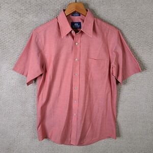 Stafford Shirt Mens 15.5 Red‎ Button Down Broadcloth Wrinkle Free Cotton Blend